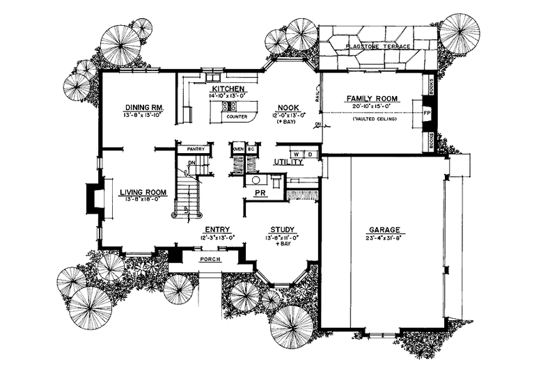 Dream House Plan - Floor Plan - Main Floor for Adobe / Southwestern House Plan #1016-61 - 4 bed, 2.5 bath