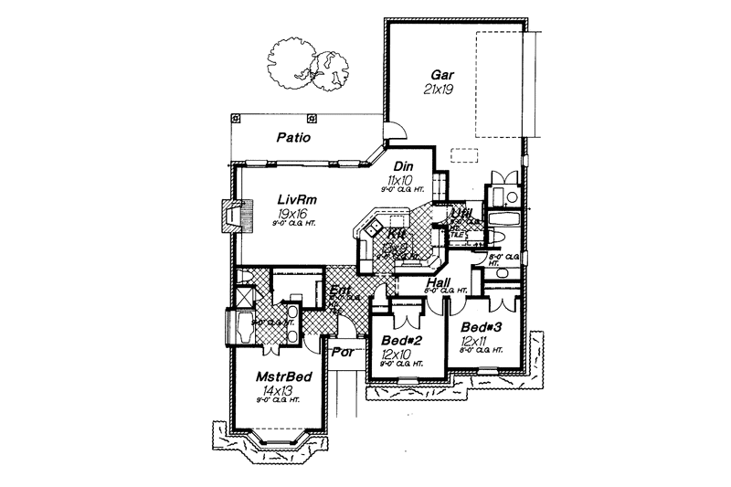 Dream House Plan - Floor Plan - Main Floor for European House Plan #310-1222 - 3 bed, 2 bath