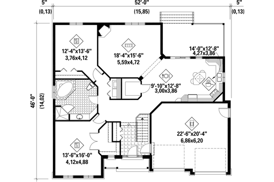 Floor Plan - Main Floor for Traditional House Plan #25-4444 - 1 bed, 1 bath