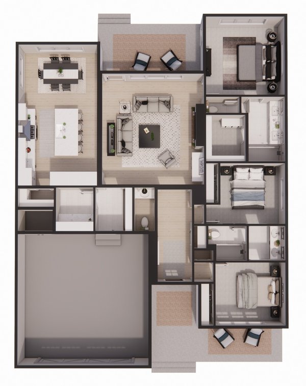 House Plan Design - Floor Plan - Main Floor 1 for Farmhouse House Plan #51-1520 - 3 bed, 2.5 bath