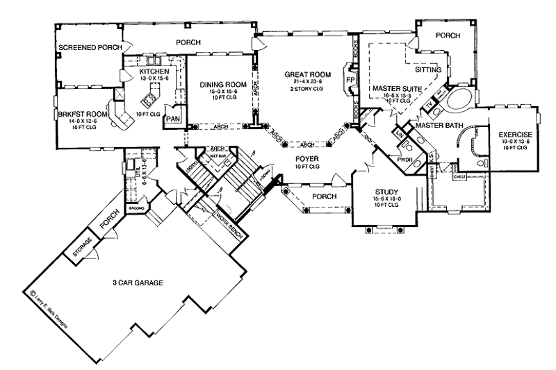 Home Plan - Floor Plan - Main Floor for Mediterranean House Plan #952-137 - 4 bed, 5.5 bath