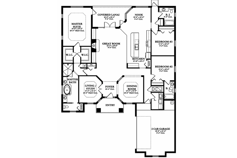 House Plan Design - Floor Plan - Main Floor for Mediterranean House Plan #1058-127 - 3 bed, 3 bath