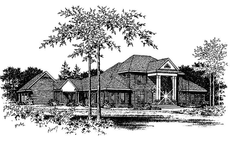 House Blueprint - Classical Exterior - Front Elevation Plan #15-372