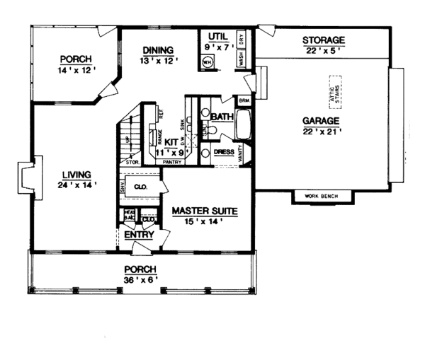 Home Plan - Colonial Floor Plan - Main Floor Plan #45-442