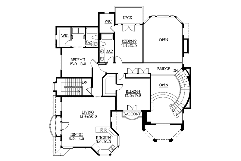 Dream House Plan - Floor Plan - Upper Floor for Country House Plan #132-483 - 4 bed, 3.5 bath