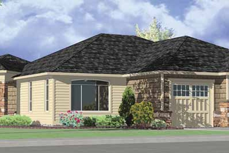 House Blueprint - Prairie Exterior - Front Elevation Plan #951-12