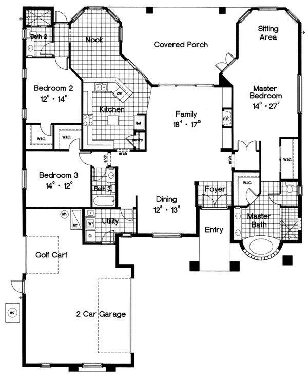 Architectural House Design - Mediterranean Floor Plan - Main Floor Plan #417-713