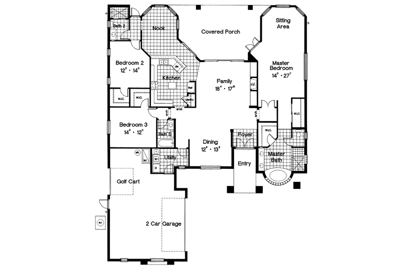 Home Plan - Floor Plan - Main Floor for Mediterranean House Plan #417-713 - 3 bed, 3 bath