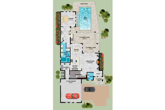 Floor Plan - Main Floor for Modern House Plan #548-40 - 3 bed, 3.5 bath