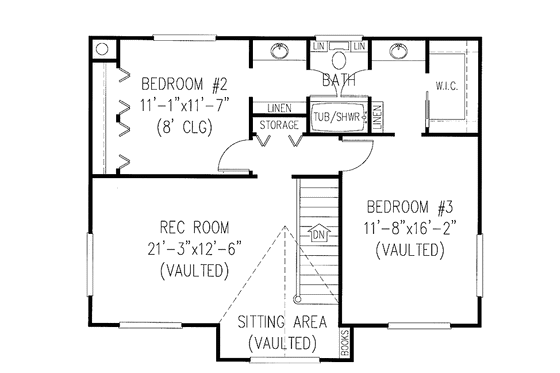 Floor Plan - Upper Floor for Victorian House Plan #11-255 - 3 bed, 2.5 bath