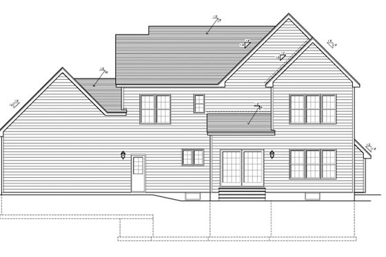 Exterior - Rear Elevation for Country House Plan #1010-89 - 4 bed, 2.5 bath