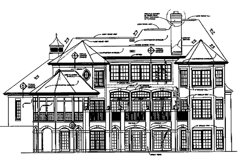 House Blueprint - Exterior - Rear Elevation for Country House Plan #453-425 - 4 bed, 3.5 bath