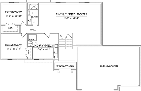 Architectural House Design - Traditional Floor Plan - Lower Floor Plan #981-1
