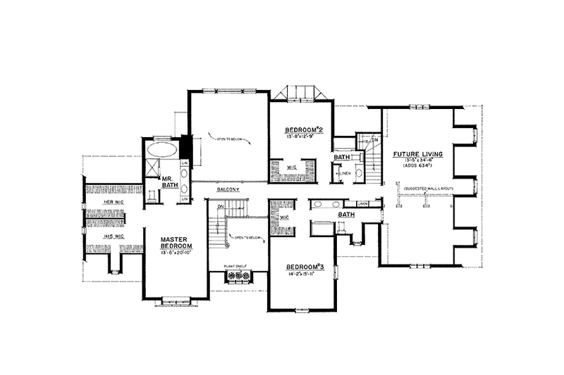 Dream House Plan - Floor Plan - Upper Floor for European House Plan #1016-95 - 5 bed, 4 bath