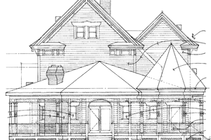 Exterior - Rear Elevation for Victorian House Plan #72-885 - 3 bed, 3.5 bath