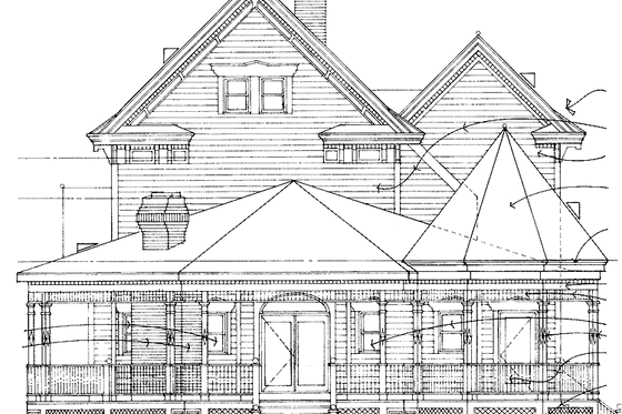Exterior - Rear Elevation for Victorian House Plan #72-885 - 3 bed, 3.5 bath