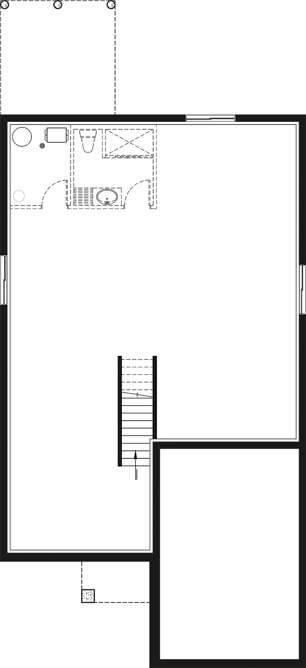 Floor Plan - Lower Floor for Craftsman House Plan #23-2903 - 2 bed, 1 bath