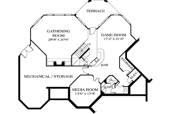Floor Plan - Lower Floor for Traditional House Plan #453-48 - 5 bed, 5.5 bath