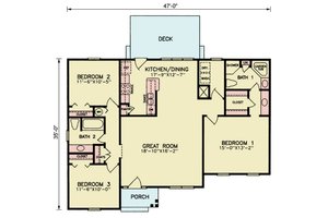 Floor Plan - Main Floor for Traditional House Plan #54-654 - 3 bed, 2 bath