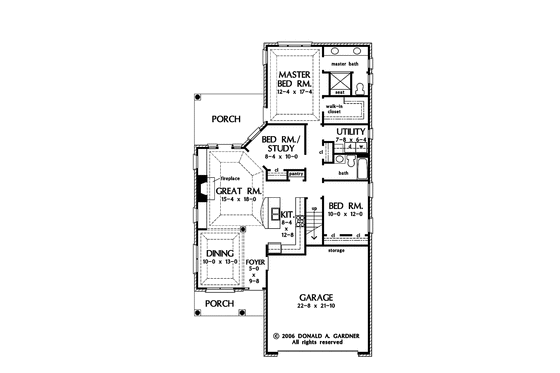 Floor Plan - Main Floor for Ranch House Plan #929-865 - 3 bed, 2 bath