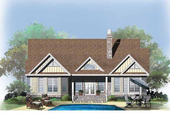 Exterior - Rear Elevation for Country House Plan #929-751 - 4 bed, 3 bath