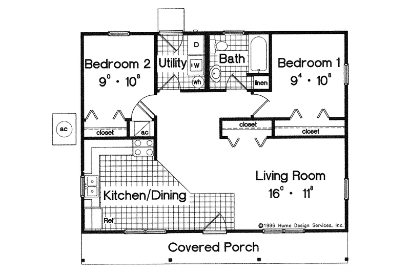 Architectural House Design - Floor Plan - Main Floor for Country House Plan #417-579 - 2 bed, 1 bath