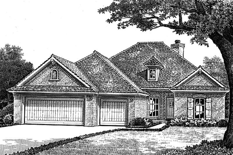 Home Plan - Exterior - Front Elevation 3 for European House Plan #310-1194 - 3 bed, 2.5 bath