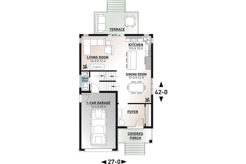 Dream House Plan - Floor Plan - Main Floor for Contemporary House Plan #23-2708 - 3 bed, 1.5 bath