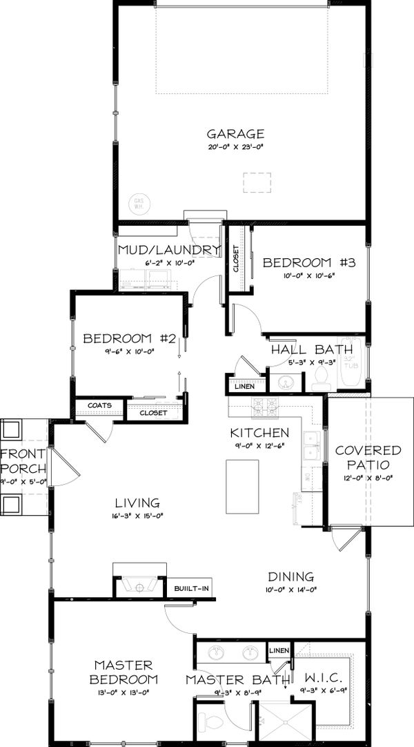 House Design - Craftsman Floor Plan - Main Floor Plan #434-23