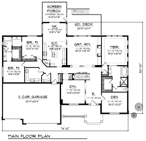 House Plan Design - European Floor Plan - Main Floor Plan #70-821