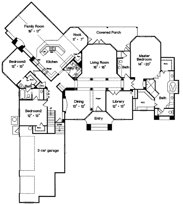 House Plan Design - Mediterranean Floor Plan - Main Floor Plan #417-789