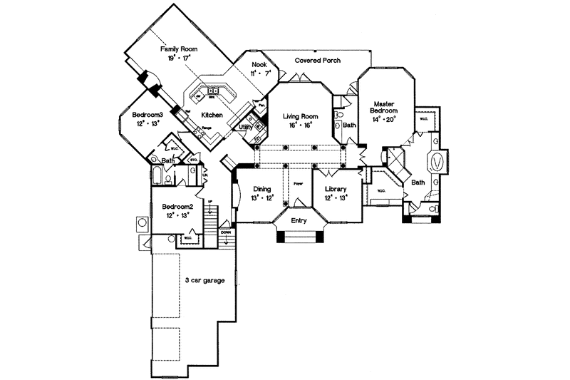 Architectural House Design - Floor Plan - Main Floor for Mediterranean House Plan #417-789 - 3 bed, 2.5 bath