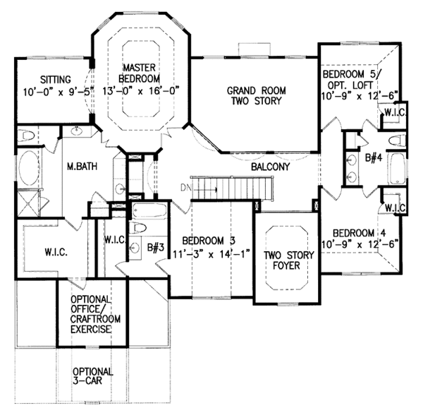 Dream House Plan - Country Floor Plan - Upper Floor Plan #54-191