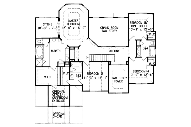 Home Plan - Floor Plan - Upper Floor for Country House Plan #54-191 - 5 bed, 4 bath