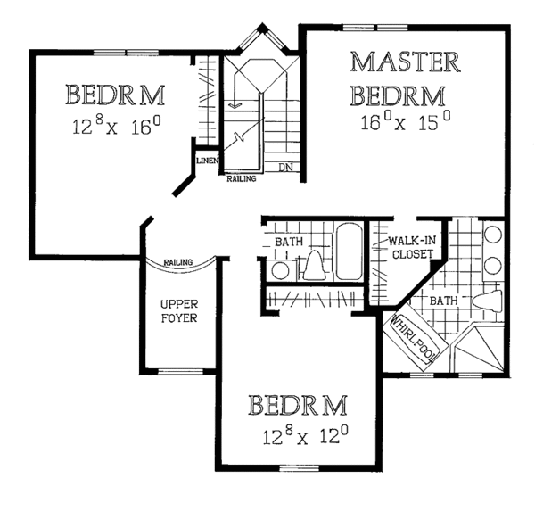 House Blueprint - Traditional Floor Plan - Upper Floor Plan #72-948