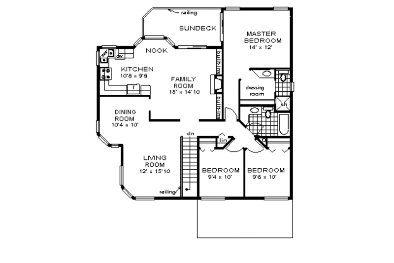 Mediterranean Style House Plan - 3 Beds 2 Baths 1512 Sq/Ft Plan #18-222 ...