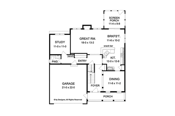Floor Plan - Main Floor for Country House Plan #1010-121 - 3 bed, 2.5 bath