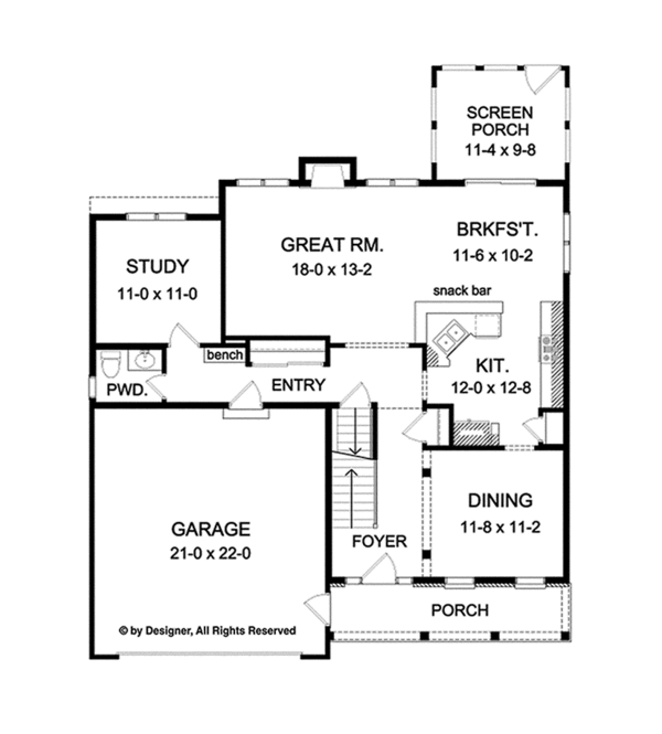 Country Floor Plan - Main Floor Plan #1010-121