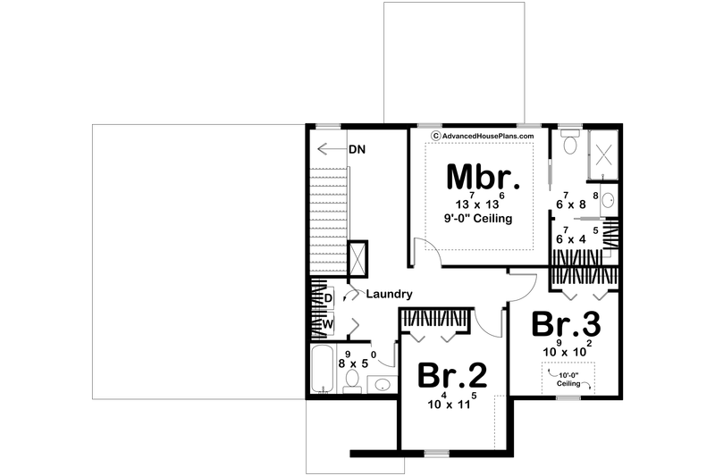 House Plan Design - Floor Plan - Upper Floor for Cottage House Plan #455-649 - 3 bed, 2.5 bath