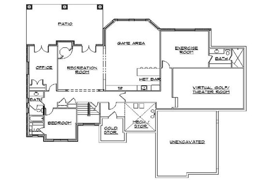 Floor Plan - Lower Floor for European House Plan #5-314 - 4 bed, 4.5 bath