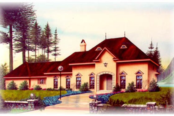 Exterior - Front Elevation for European House Plan #15-222 - 3 bed, 3.5 bath