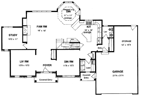 Home Plan - Colonial Floor Plan - Main Floor Plan #316-160