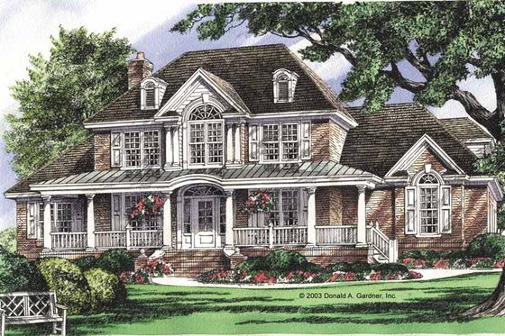 Exterior - Front Elevation 3 for Colonial House Plan #929-705 - 5 bed, 4 bath