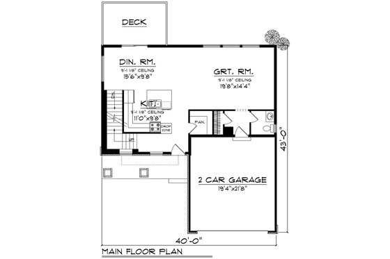 Floor Plan - Main Floor for Farmhouse House Plan #70-1510 - 3 bed, 2.5 bath