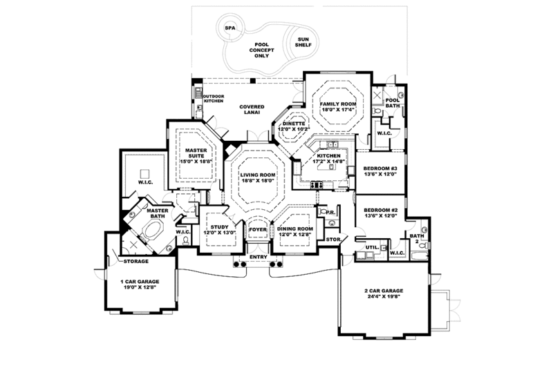 Architectural House Design - Floor Plan - Main Floor for Country House Plan #1017-120 - 3 bed, 3.5 bath