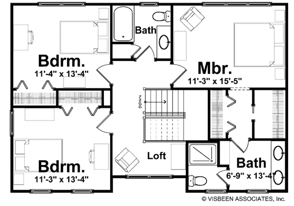 Craftsman Floor Plan - Upper Floor Plan #928-137