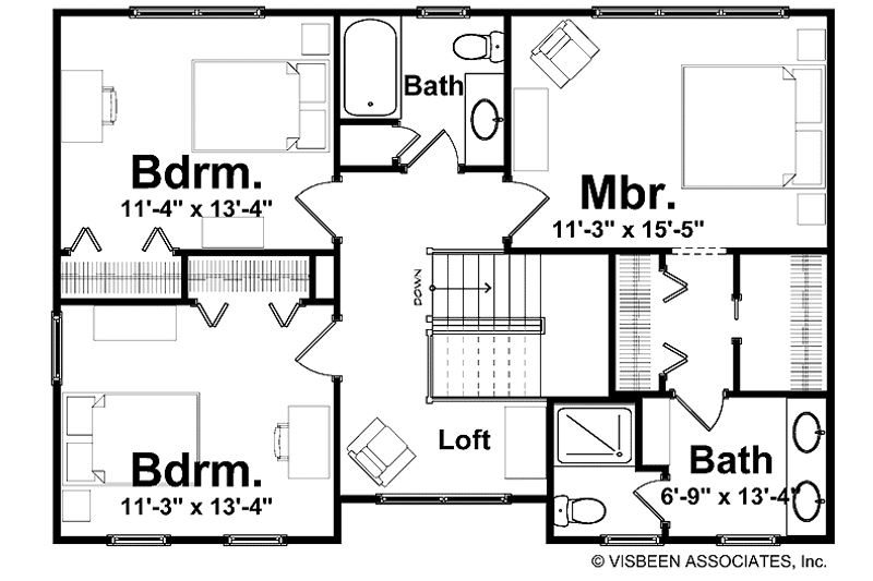 Home Plan - Floor Plan - Upper Floor for Craftsman House Plan #928-137 - 3 bed, 2.5 bath