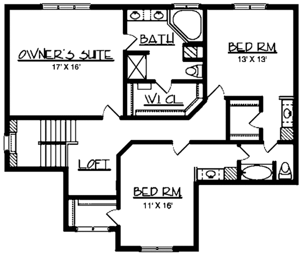 Architectural House Design - Prairie Floor Plan - Upper Floor Plan #320-1489