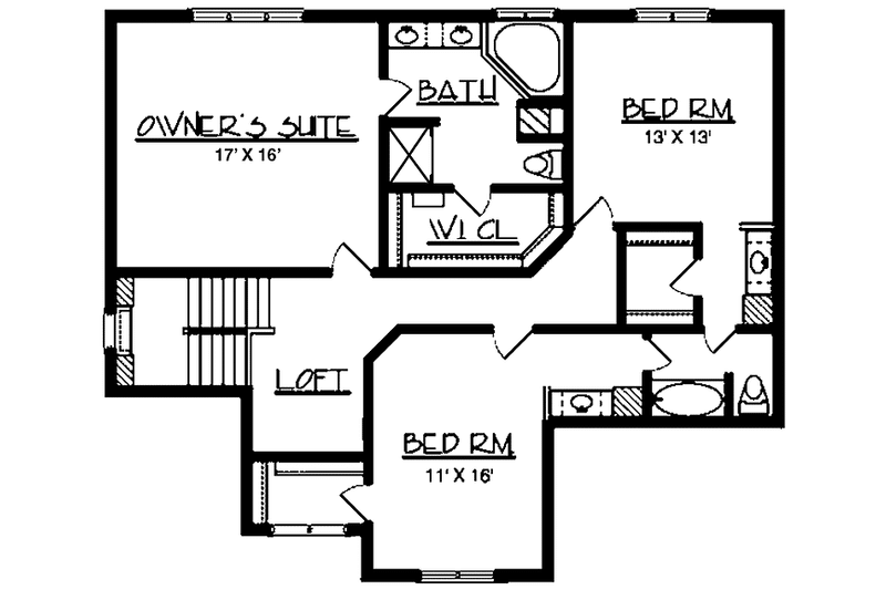 Dream House Plan - Floor Plan - Upper Floor for Prairie House Plan #320-1489 - 3 bed, 2.5 bath