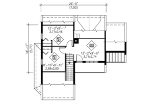Floor Plan - Upper Floor for Contemporary House Plan #25-2292 - 3 bed, 1 bath